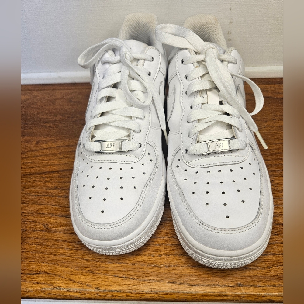 White Nike Low Top Unisex Air Force I's